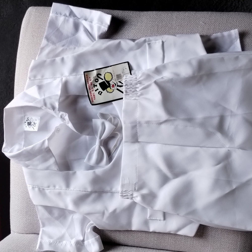 Infant Boy Baptism Short 4 Pieces set Size 9-12 Months Toby Designs White New